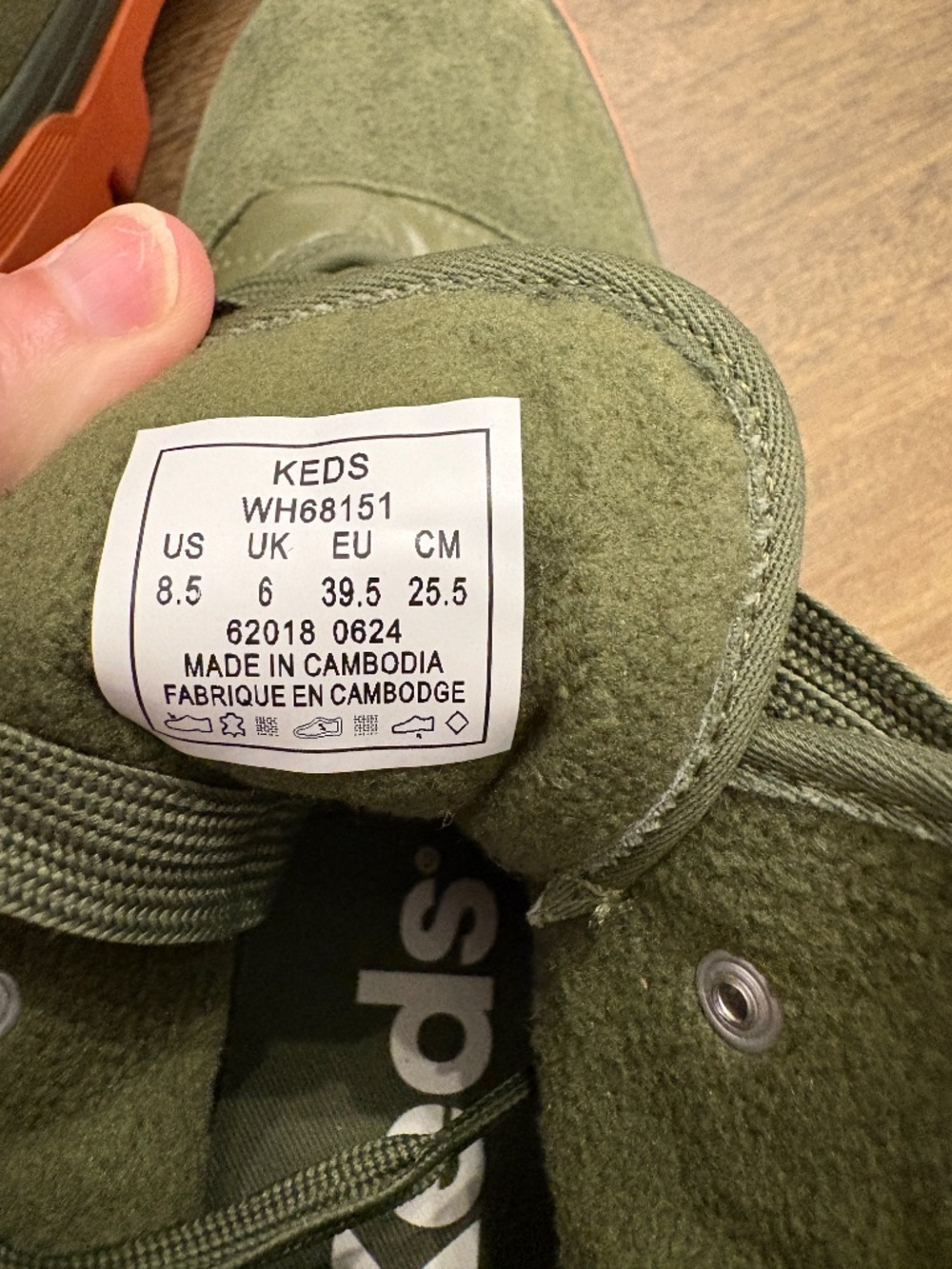 Keds Combat Boots Quilted Nylon Army Green with Coral Soles Women's 8.5 - Picture 9 of 9